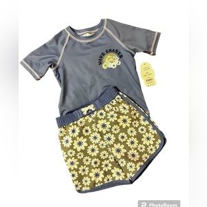 Wonder Nation Toddler 2 Piece Rash Guard And Bottoms UPF 50+ NWT Size 2T